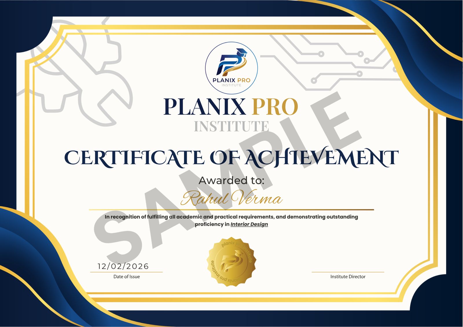 Planix Pro Certificate of Achievement